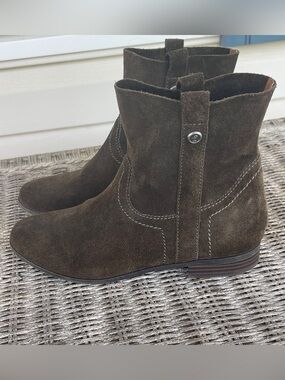 Frye & Co. Sarah Shorty Suede Boots Size 7 Military Brown